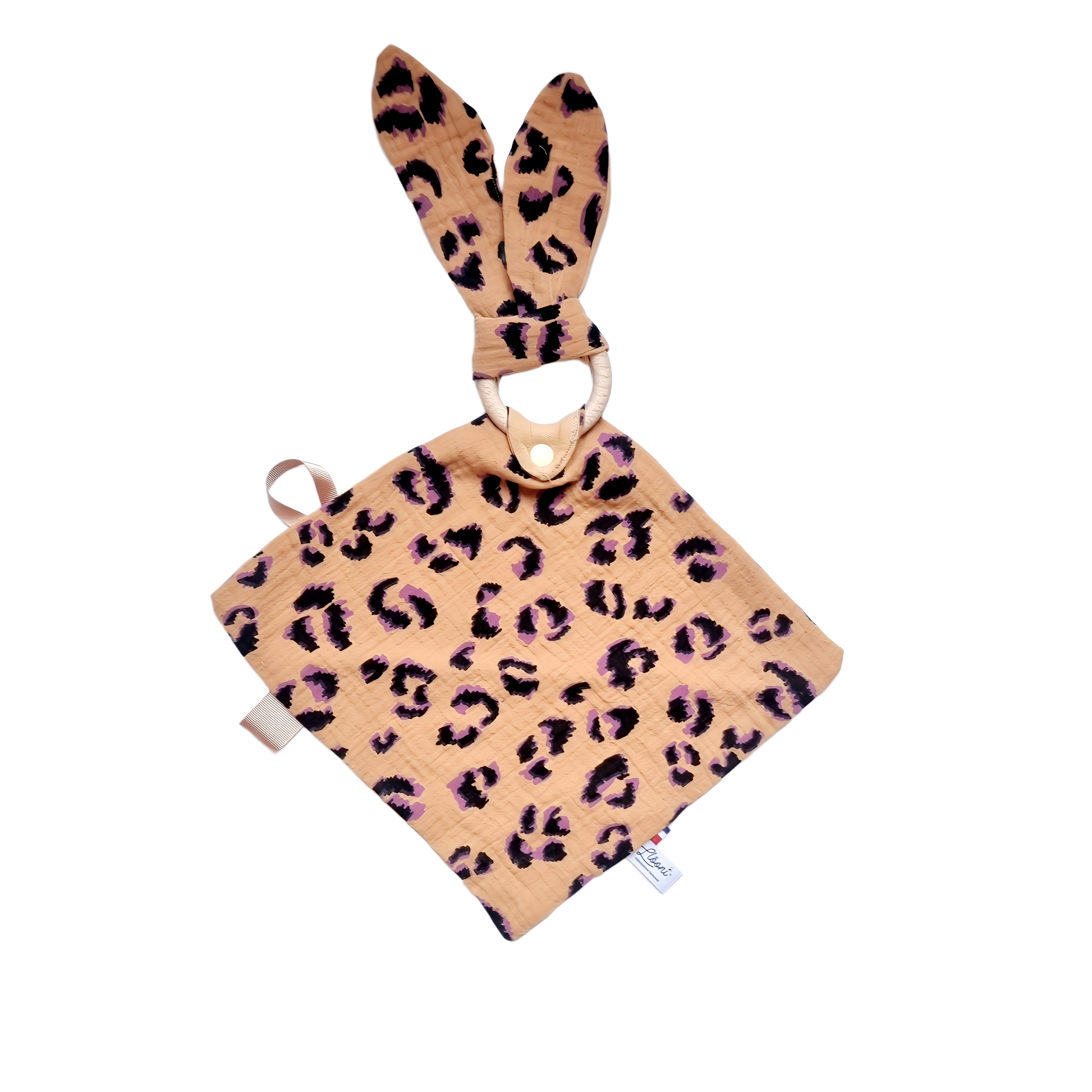 peluche-lapin-plat-imprime-leopard-marron