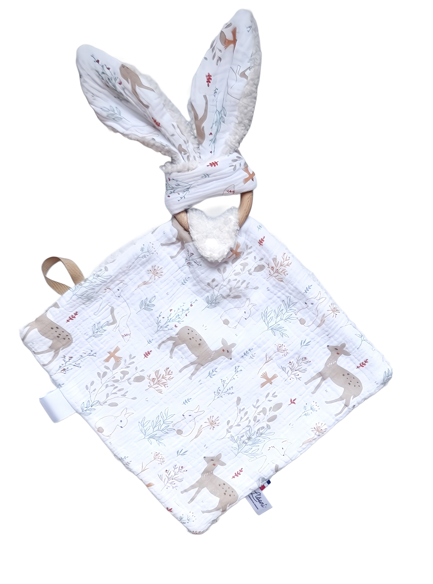 Khaki green rabbit comforter - Double gauze swaddle plush toy